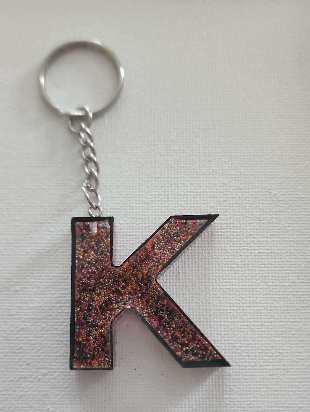 Resin  letter 'K' Keychain - Multicolor